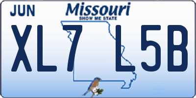 MO license plate XL7L5B