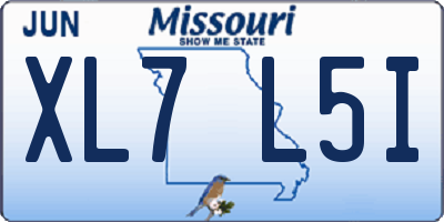 MO license plate XL7L5I