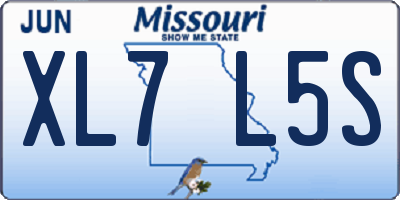 MO license plate XL7L5S