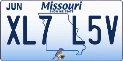 MO license plate XL7L5V