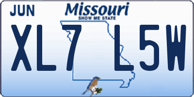 MO license plate XL7L5W