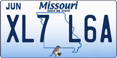 MO license plate XL7L6A