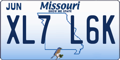 MO license plate XL7L6K