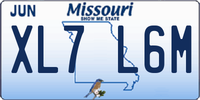 MO license plate XL7L6M