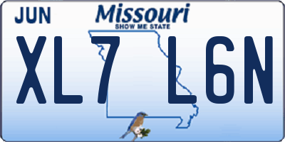 MO license plate XL7L6N