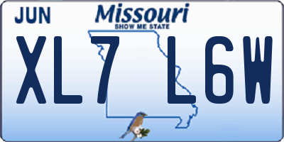 MO license plate XL7L6W