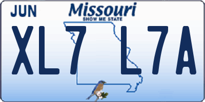 MO license plate XL7L7A