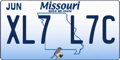 MO license plate XL7L7C