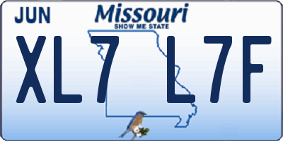 MO license plate XL7L7F