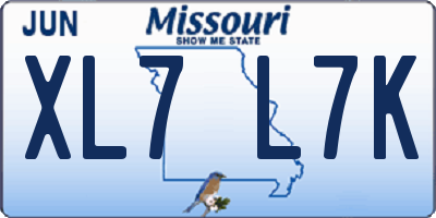 MO license plate XL7L7K