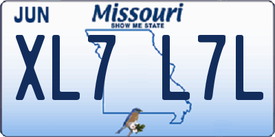MO license plate XL7L7L
