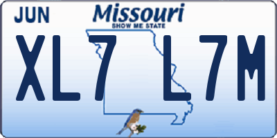 MO license plate XL7L7M