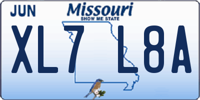MO license plate XL7L8A