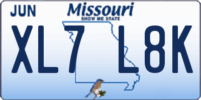 MO license plate XL7L8K