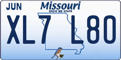 MO license plate XL7L8O