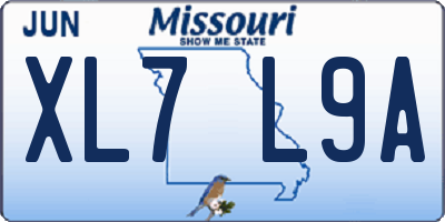 MO license plate XL7L9A