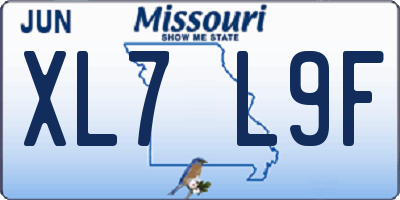 MO license plate XL7L9F