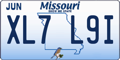 MO license plate XL7L9I