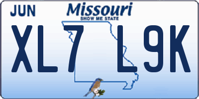 MO license plate XL7L9K