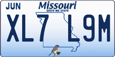 MO license plate XL7L9M