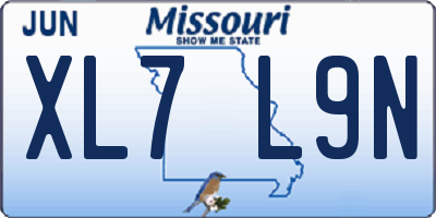 MO license plate XL7L9N