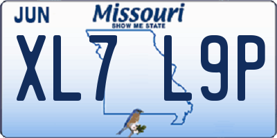 MO license plate XL7L9P