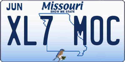 MO license plate XL7M0C