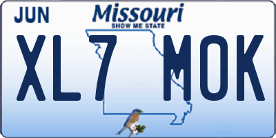 MO license plate XL7M0K