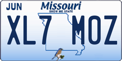 MO license plate XL7M0Z