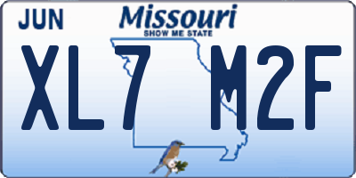 MO license plate XL7M2F
