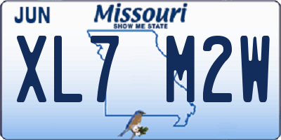 MO license plate XL7M2W