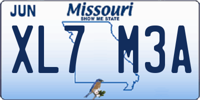 MO license plate XL7M3A