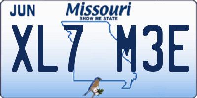 MO license plate XL7M3E