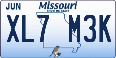 MO license plate XL7M3K