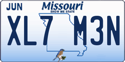 MO license plate XL7M3N