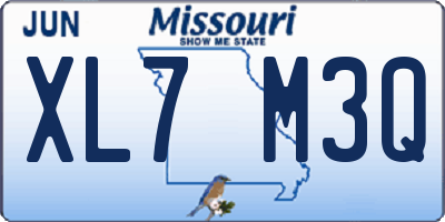 MO license plate XL7M3Q