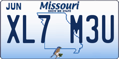 MO license plate XL7M3U