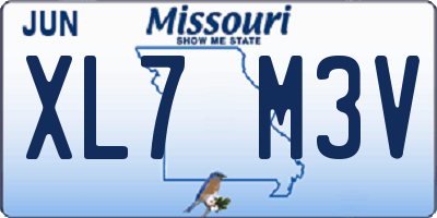 MO license plate XL7M3V