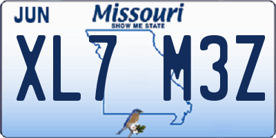 MO license plate XL7M3Z