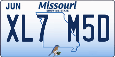 MO license plate XL7M5D