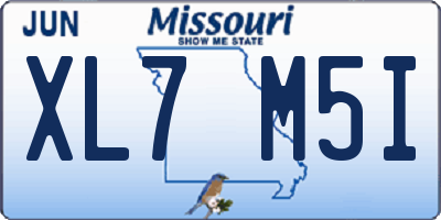 MO license plate XL7M5I