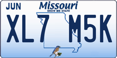 MO license plate XL7M5K