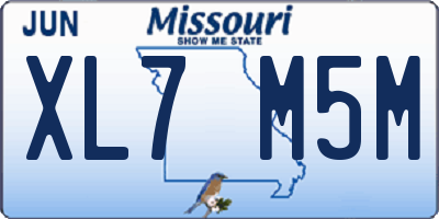 MO license plate XL7M5M