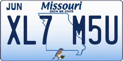 MO license plate XL7M5U