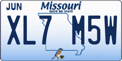 MO license plate XL7M5W