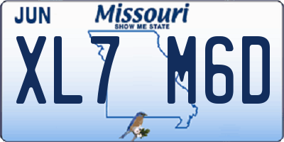 MO license plate XL7M6D