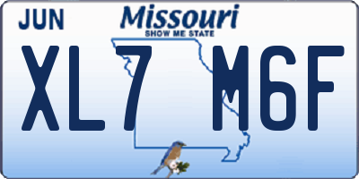 MO license plate XL7M6F