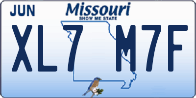MO license plate XL7M7F