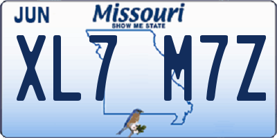 MO license plate XL7M7Z
