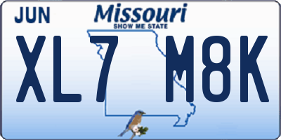 MO license plate XL7M8K